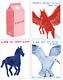 David Shrigley Animals Art 2 Four Poster Set Seagull, Pegasus, Truth, Hors