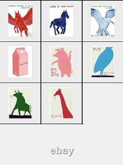 David Shrigley -Full Set Of 8 Exhibition Posters- Animals In Art Rare