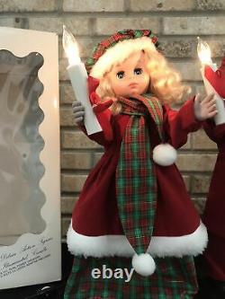 Design Arts 1988 Animated Christmas Figure Boy & Girl Lighted Candle Box Set 2