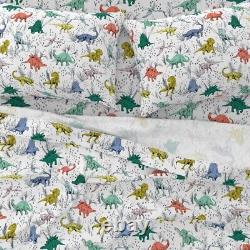 Dino Pop Art Rainbow Dinosaur 100% Cotton Sateen Sheet Set by Spoonflower
