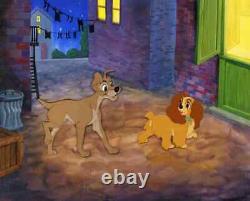 Disney Lady and the Tramp Original 2 Cel Set Up On Hand Painted Background-1955