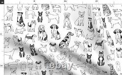 Dog, Line Art, Pug, Dachshund, 100% Cotton Sateen Sheet Set by Spoonflower