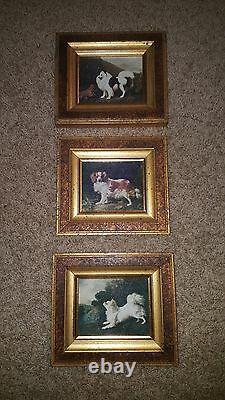 Dog Prints, Framed, Antique Vintage, Set of 3
