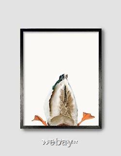 Duck Duck Goose Hunting Print Set, Drake Mallard Wall Art Decor, Funny Poster