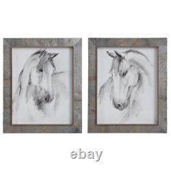 Equestrian 23 inch Watercolor Framed Print (Set of 2) 19 inches wide by 2