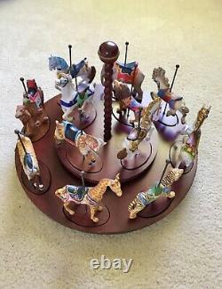 FRANKLIN MINT TREASURY OF CAROUSEL ART 1988-COMPLETE SET OF 12 ANIMALS with base