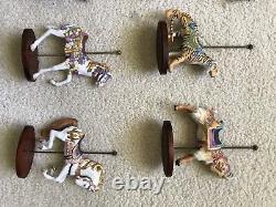 FRANKLIN MINT TREASURY OF CAROUSEL ART 1988-COMPLETE SET OF 12 ANIMALS with base
