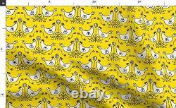 Farmhouse Roost Yellow Folk Art 100% Cotton Sateen Sheet Set by Spoonflower