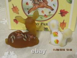 Fenton Art Glass 2004 Holiday Parade Of Animals Thanksgiving Fawn/squirrel Set