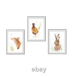 Fine Art Print Set of FOX, PHEASANT and HARE by HELEN APRIL ROSE 173 200 160