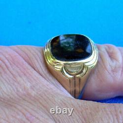 Fine Deco Designer Onyx Ring Vintage Elegant Geometric Solid Gold Setting