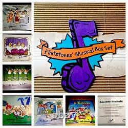 Flintstones Cel Hanna Barbera Signed Musical Box Set 5 Animation Art Cells