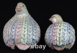 Frederick Cooper Birds Majolica Figurine Art Decor Hand Painted Pastel Set of 2