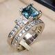 Gorgeous Engagement Ring Set 3ct Simulated Diamond Bridal Set Gold Plated Silver