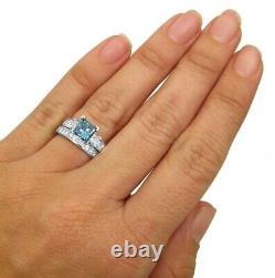 Gorgeous Engagement Ring Set 3CT Simulated Diamond Bridal Set Gold Plated Silver