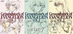 Groundwork of Evangelion Vol. 1 2 3 set Art Book Original Illustration Hideaki