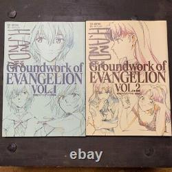 Groundwork of Evangelion Vol. 1 & 2 set Art Book signed Hideaki Anno Japan Used