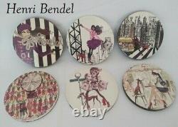Henri Bendel New York Coaster Set of 6 Zenou Café Party Girl Whippet RARE