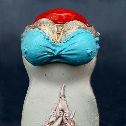 Home decor vintage glass jar art sculpture ooak sexy woman lips mouth breast set