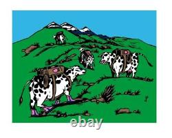 Jim Pollock Cows On Vacation Waterwheel Charity Set