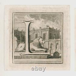 LOVE Italian Antique Engravings, Letters & Animals Set of Four Prints