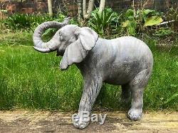 Large Resin Silver/Grey Elephant Wild Safari Animal Vivid Arts Garden Ornament