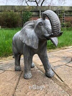 Large Resin Silver/Grey Elephant Wild Safari Animal Vivid Arts Garden Ornament
