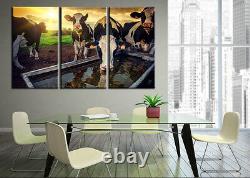 Large Wall Art Set Home Decor Cows sunrise scenery HD Picture Printed On Canvas