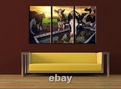 Large Wall Art Set Home Decor Cows sunrise scenery HD Picture Printed On Canvas
