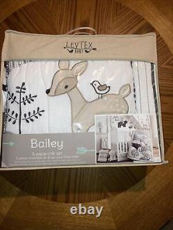 Levtex Baby BAILEY WOODLAND 5 Piece Crib With Wall Art Bedding Set Brand New
