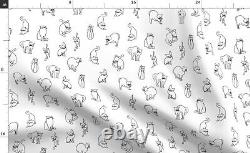 Line Art Cats Minimal Kitty Black 100% Cotton Sateen Sheet Set by Spoonflower