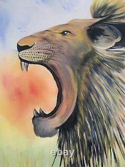 Lion Canvas Art Lion wall art Original Lion Painting Gallery Wall Set