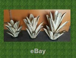 METAL YARD ART AGAVE CACTUS SCULPTURE Set of 3 Home Decor Agave Gift Metal Agave