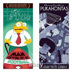 Man Hit Football Alcoholic Film Festival Movie Poster Style Funny Simpsons Art