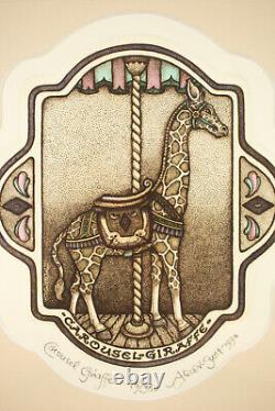 Matching 75/350 Pair, Alice Villanueva Scott Etchings Carousel Giraffe & Horse
