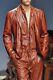 Men's Tan Leather Jumpsuit Set Catsuit Made In Soft Sheepskin Pure Leather