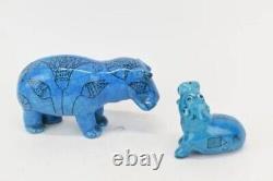 Metropolitan Museum Of Art, Italian, Blue Ceramic, William The Hippo Set Of 2