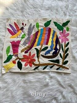Mexican Folk Art Otomi Embroidered Placemats Mythical Animals andFloral Set of 5