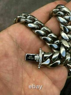 Miami Cuban Bracelet & Chain Set 925 Silver 14mm Solid Silver Moissanite Clasp