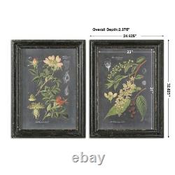 Midnight Botanicals Wall Art Framed Prints Flowers Berries Leaf Set/2 Uttermost