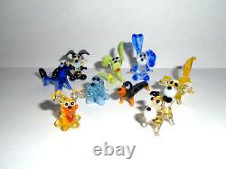 Miniature Art Glass Glass Sculpture Blown Glass Figurine Set #9 Dogs
