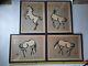 Mokchu Urushibara Full Set Of 4 Horse Woodblock Original Prints Signed & Framed