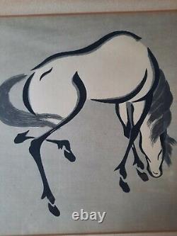 Mokchu Urushibara FULL SET of 4 Horse Woodblock Original Prints SIGNED & FRAMED