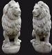 Monumental Cast Concrete Belgian Style Seated Entry Guardian Lions Set Of Two