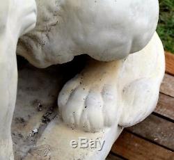 Monumental Cast Concrete Belgian Style Seated Entry Guardian Lions Set of Two
