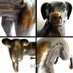 Monumental Mid 20th Century Italian Bronze Whippets Greyhounds a Pair