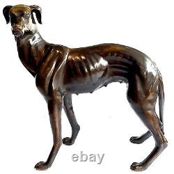 Monumental Mid 20th Century Italian Bronze Whippets Greyhounds a Pair