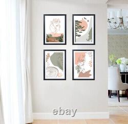 Neutral Abstract Nature Animal 1 Line Nordic Set of 4 A4 A3 A2 Framed Prints Art