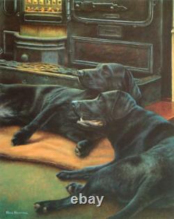 Nigel Hemming WORK REST & PLAY SET (Framed) Black Labradors Labs Gun Dogs Art