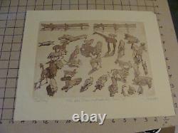 Orig. MICHAEL JACQUES signed etching THE NON-TOXIC UNBREAKABLE FARM SET proof